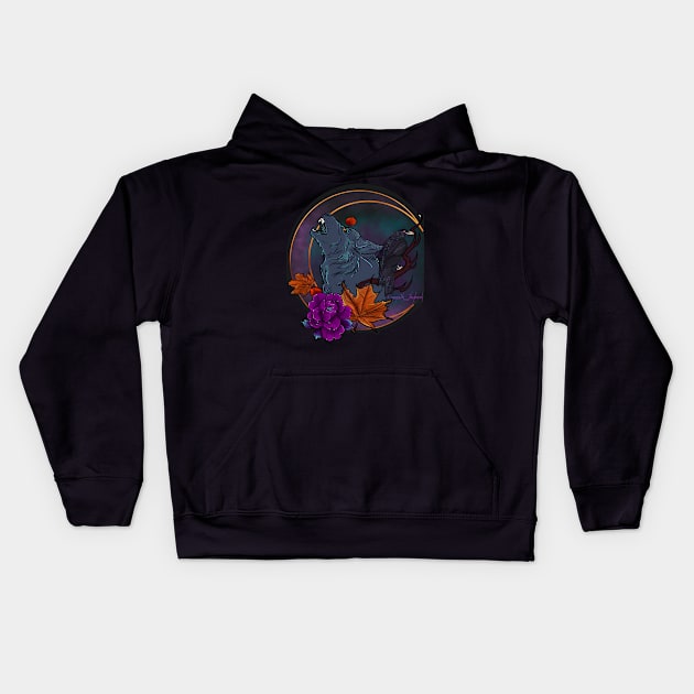 Blue moon howl Kids Hoodie by theroseandraven